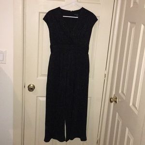Black Sparkly short sleeved wide leg jumpsuit